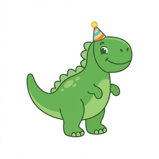A cheerful cartoon dinosaur